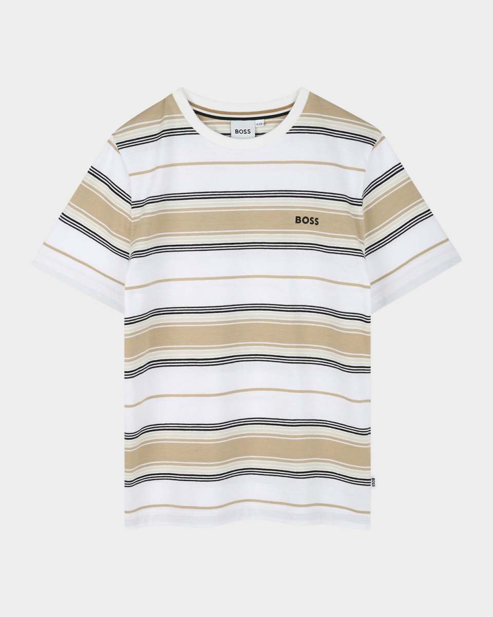 Boy's Short-Sleeve Cotton Jersey Stripe T-Shirt, Size 6-